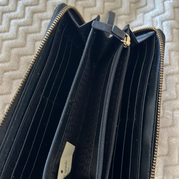 Kate Spade Zip Around Wallet Black with Spade design. Great condition. - Picture 5 of 6